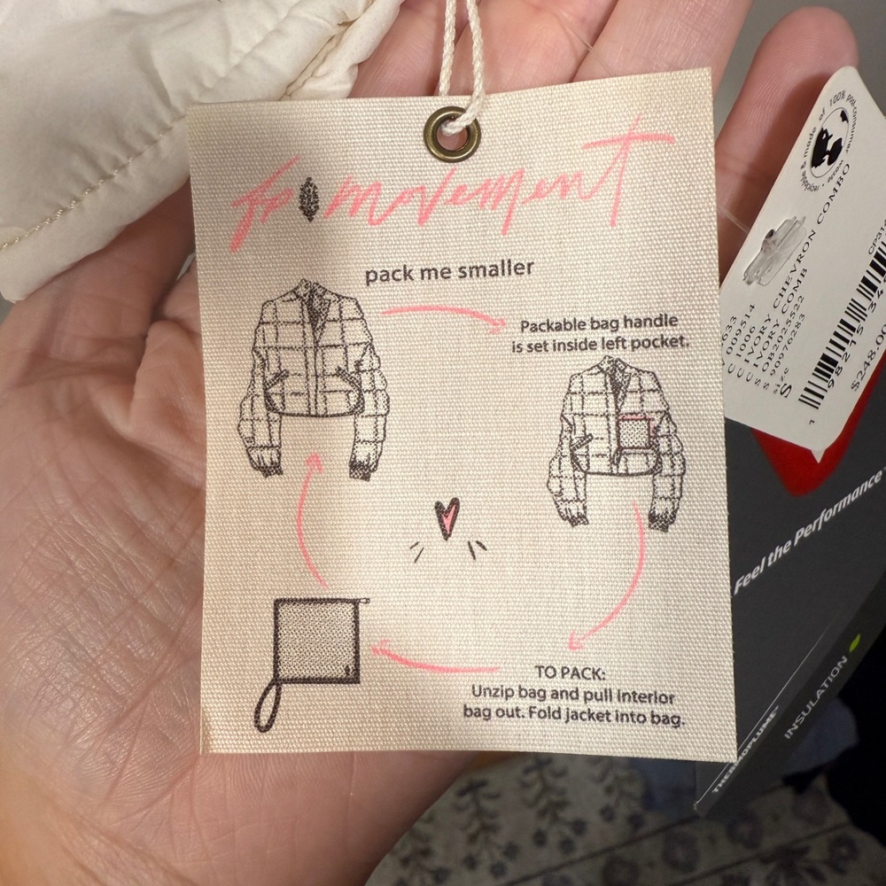 NEW FP Movement Hatch Ivory Combo Puffer Jacket Packable Quilted $248 - Picture 6 of 9